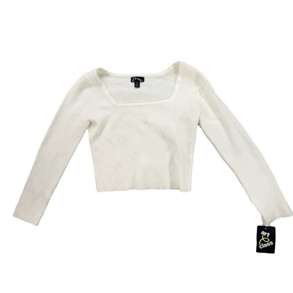 Art Class‎ Girls Long Sleeve Ribbed Square Neck Crop Top - Size M